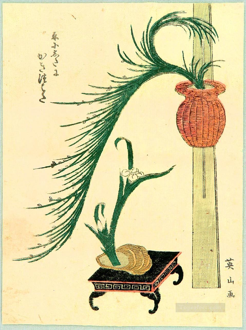 華道 1820年 渓斎英泉浮世絵油絵